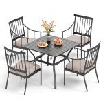 5-Piece Patio Dining Set with Cushions and Umbrella Hole