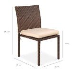 4 Stackable Wicker Patio Chairs with Cushions