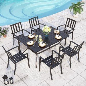 7-Piece Metal Outdoor Patio Dining Set with Umbrella