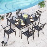 7-Piece Metal Outdoor Patio Dining Set with Umbrella