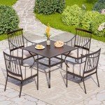 5-Piece Patio Dining Set with Cushions and Umbrella Hole