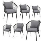 Set of 6 All-Weather Wicker Dining Chairs