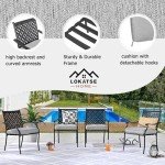 4-Piece Grey Wrought Iron Patio Dining Chair Set