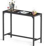 Black 39 Inch Outdoor Bar Table for Patio
