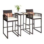 3-Piece Outdoor Bar Set with Cushions
