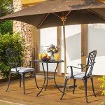 3-Piece Black Bistro Table Set with Cushions