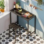 Black 39 Inch Outdoor Bar Table for Patio