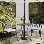 3-Piece Black Bistro Table Set with Cushions