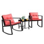 Flamaker Outdoor 3-Piece Wicker Rocking Bistro Set
