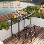 Black 39 Inch Outdoor Bar Table for Patio