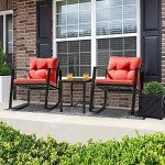Flamaker Outdoor 3-Piece Wicker Rocking Bistro Set