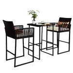 3-Piece Outdoor Bar Set with Cushions