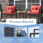 Flamaker Outdoor 3-Piece Wicker Rocking Bistro Set