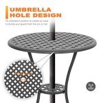 3-Piece Black Bistro Table Set with Cushions