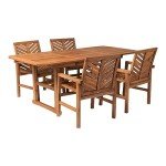 Outdoor Wood Chevron Patio Dining Set for 4-6