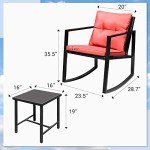 Flamaker Outdoor 3-Piece Wicker Rocking Bistro Set