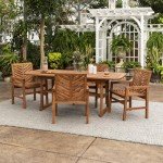Outdoor Wood Chevron Patio Dining Set for 4-6