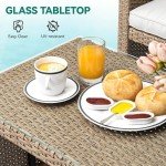 4-Piece Outdoor Rattan Bistro Set with Cushions