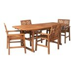 Outdoor Wood Chevron Patio Dining Set for 4-6