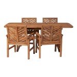 Outdoor Wood Chevron Patio Dining Set for 4-6