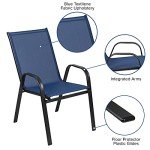 Set of 4 Navy Stackable Outdoor Chairs