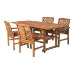 Outdoor Wood Chevron Patio Dining Set for 4-6