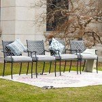4-Piece Grey Wrought Iron Patio Dining Chair Set