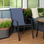 Set of 4 Navy Stackable Outdoor Chairs