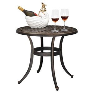 VINGLI 24” Round Cast Aluminum Patio Side Table