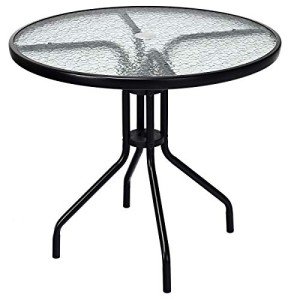 32" Round Outdoor Patio Table with Umbrella Hole