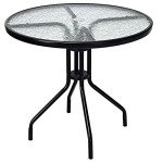 32" Round Outdoor Patio Table with Umbrella Hole