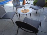 Juserox Round Metal Patio Coffee Table (Black)