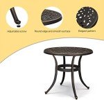 VINGLI 24” Round Cast Aluminum Patio Side Table