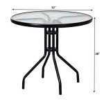 32" Round Outdoor Patio Table with Umbrella Hole
