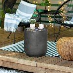 HOMCOM Lightweight Round Concrete Finish Side Table