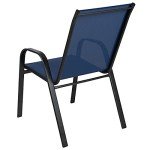 Set of 4 Navy Stackable Outdoor Chairs