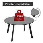 Juserox Round Metal Patio Coffee Table (Black)