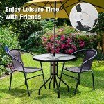 32" Round Outdoor Patio Table with Umbrella Hole