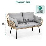 YITAHOME Grey All-Weather Wicker Loveseat Sofa