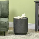 HOMCOM Lightweight Round Concrete Finish Side Table