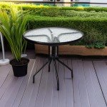 32" Round Outdoor Patio Table with Umbrella Hole