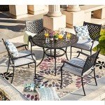 4-Piece Grey Wrought Iron Patio Dining Chair Set