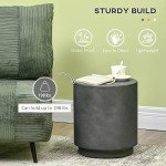 HOMCOM Lightweight Round Concrete Finish Side Table