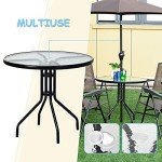 32" Round Outdoor Patio Table with Umbrella Hole