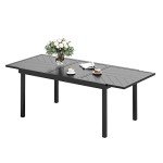 Expandable Metal Patio Dining Table for 6-8