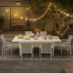 Expandable Aluminum Outdoor Dining Table for 6-8