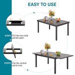Expandable Metal Patio Dining Table for 6-8