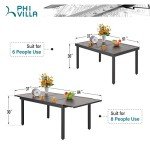 Expandable Metal Patio Dining Table for 6-8