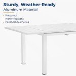 Expandable Aluminum Outdoor Dining Table for 6-8