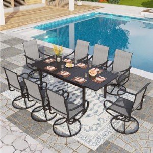 9-Piece Outdoor Dining Set with Swivel Chairs